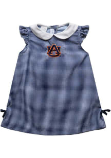 Vive La Fete Auburn Tigers Toddler Girls Navy Blue Gingham Short Sleeve Dress