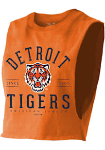 Detroit Tigers Womens Orange Bernard Cut Off Tank Top