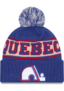 New Era Quebec Nordiques Blue Retro Cuff Pom Mens Knit Hat