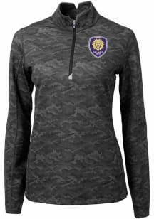 Cutter and Buck Orlando City SC Womens Black Traverse Camo Qtr Zip