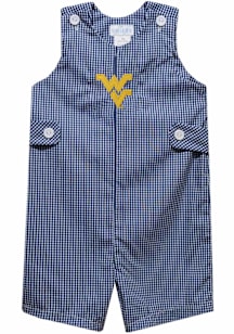 Vive La Fete West Virginia Mountaineers Toddler Navy Blue Gingham Overalls