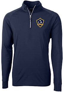 Cutter and Buck LA Galaxy Mens Navy Blue Adapt Eco Knit Long Sleeve Qtr Zip Pullover