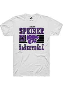 Jordan Speiser Rally Mens White K-State Wildcats NIL Striped Player T Shirt