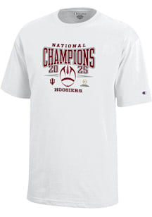 Champion Indiana Hoosiers Youth White 2025 College Football Champions Core Short Sleeve T-Shirt