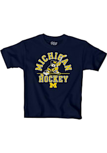 Blue 84 Michigan Wolverines Youth Navy Blue Mickey Hockey Short Sleeve T-Shirt