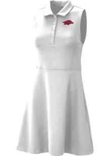 Columbia Arkansas Razorbacks Womens White Heat Seal Match Short Sleeve Dress