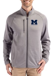 Mens Michigan Wolverines Grey Cutter and Buck Letterwinners M Club Pehastin Light Weight Jacket