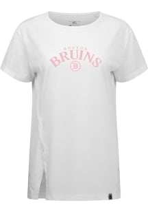 Levelwear Boston Bruins Womens White Influx Arched Short Sleeve T-Shirt