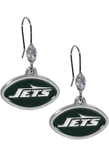 New York Jets Crystal Dangle Womens Earrings