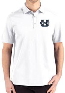 Cutter and Buck Utah State Aggies White Advantage Refresh Pique Big and Tall Polo