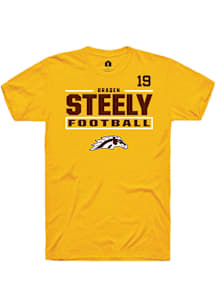 Braden Steely Western Michigan Broncos Gold Football NIL Stacked Box Short Sleeve Player T Shirt