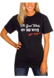 Wizard of Oz Womens Black 51% Good Witch 49% Bad Witch Short Sleeve T Shirt