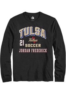 jordan frederick Mens Black Tulsa Golden Hurricane NIL Arch Logo Long Sleeve Player T Shirt