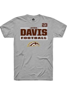 Jayden Davis Rally Mens Grey Western Michigan Broncos NIL Stacked Box Player T Shirt