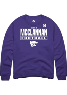 Simon McClannan Rally Mens Purple K-State Wildcats NIL Stacked Box Player Crew