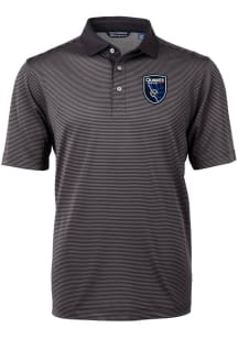 Cutter and Buck San Jose Earthquakes Black Virtue Eco Pique Micro Stripe Big and Tall Polo