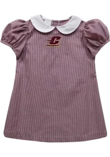 Vive La Fete Central Michigan Chippewas Toddler Girls Maroon Gingham Collar Short Sleeve Dress