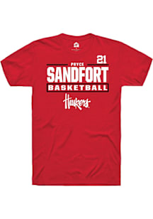 Pryce Sandfort Nebraska Cornhuskers Red NIL Stacked Box Short Sleeve Player T Shirt