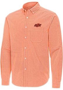Antigua Oklahoma State Cowboys Mens Orange Porter Long Sleeve Dress Shirt