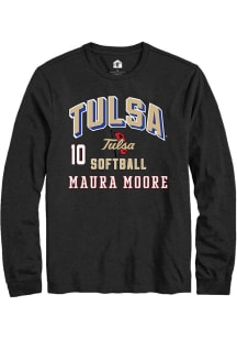 Maura Moore Mens Black Tulsa Golden Hurricane NIL Arch Logo Long Sleeve Player T Shirt