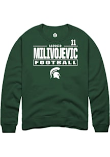 Alessio Milivojevic  Rally Michigan State Spartans Mens Green NIL Stacked Box Long Sleeve Crew Swe..