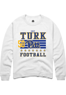 Shep Turk Rally Mens White Pitt Panthers NIL Striped Player Crew