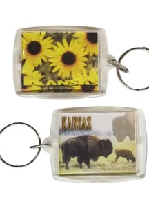 Kansas Buffalo and Sunflower Keychain