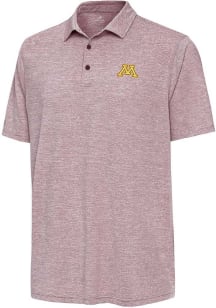 Mens Minnesota Golden Gophers Maroon Antigua Distressed Stripe Short Sleeve Polo Shirt