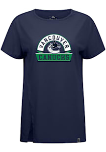 Levelwear Vancouver Canucks Womens Navy Blue Influx Banner Arch Short Sleeve T-Shirt