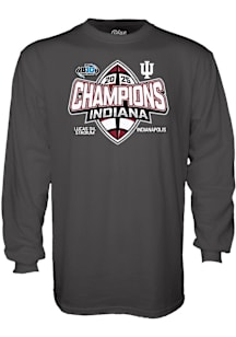 Blue 84 Indiana Hoosiers Charcoal 2025 Big Ten Football Champions Long Sleeve T Shirt