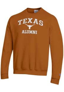 Champion Texas Longhorns Mens Burnt Orange Logo Alumni Powerblend Long Sleeve Crew Sweatshirt