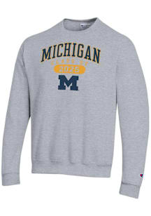 Champion Michigan Wolverines Mens Grey Class of 2025 Pill Powerblend Long Sleeve Crew Sweatshirt