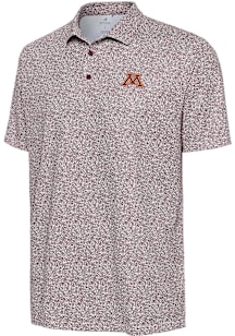 Antigua Minnesota Golden Gophers Mens White Field Ditsy Short Sleeve Polo
