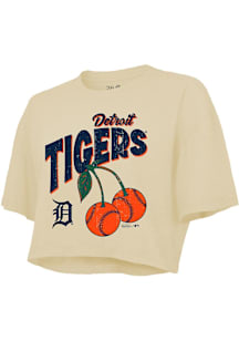 Detroit Tigers Womens White Boxy Crop Short Sleeve T-Shirt