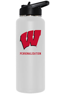 Wisconsin Badgers Personalized 34oz Quencher Stainless Steel Bottle - White