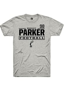 Marquaze Parker Cincinnati Bearcats Ash Football NIL Stacked Box Short Sleeve Player T Shirt