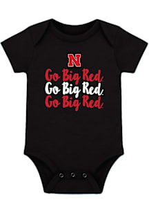 Nebraska Cornhuskers Baby Black Team Wordmark Short Sleeve One Piece