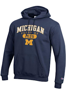 Champion Michigan Wolverines Mens Navy Blue Class of 2025 Powerblend Long Sleeve Hoodie