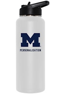 Michigan Wolverines Personalized 34oz Quencher Stainless Steel Bottle - White