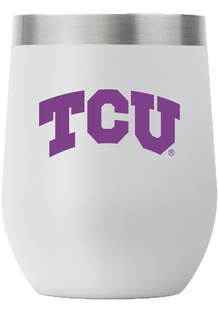 TCU Horned Frogs GREY Team Logo 12oz Stemless Wine Stainless Steel