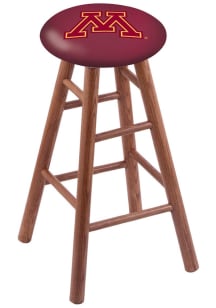 Brown Minnesota Golden Gophers Round Cushion Oak Pub Stool