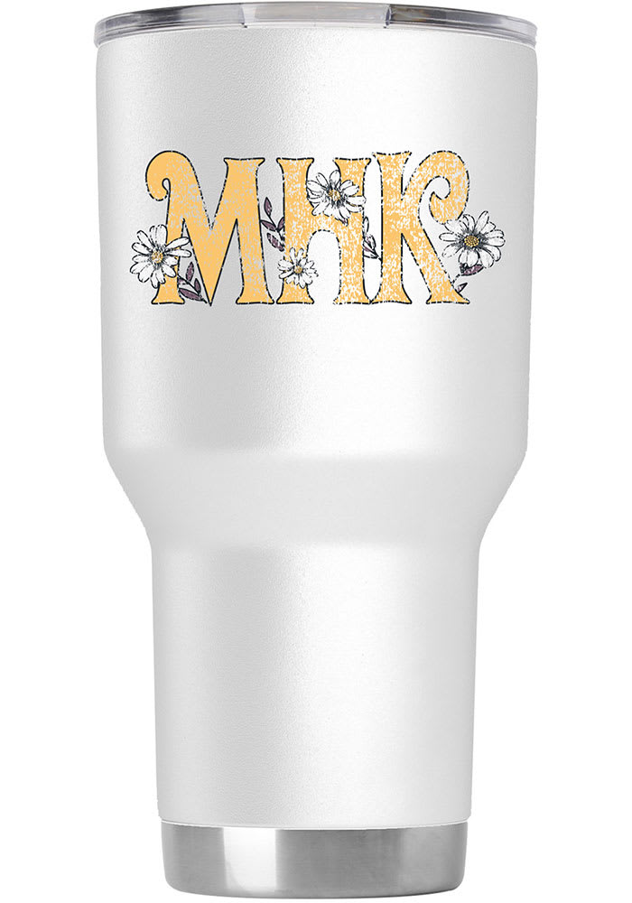 Manhattan MHK Flowers 30 oz Stainless Steel Tumbler - White