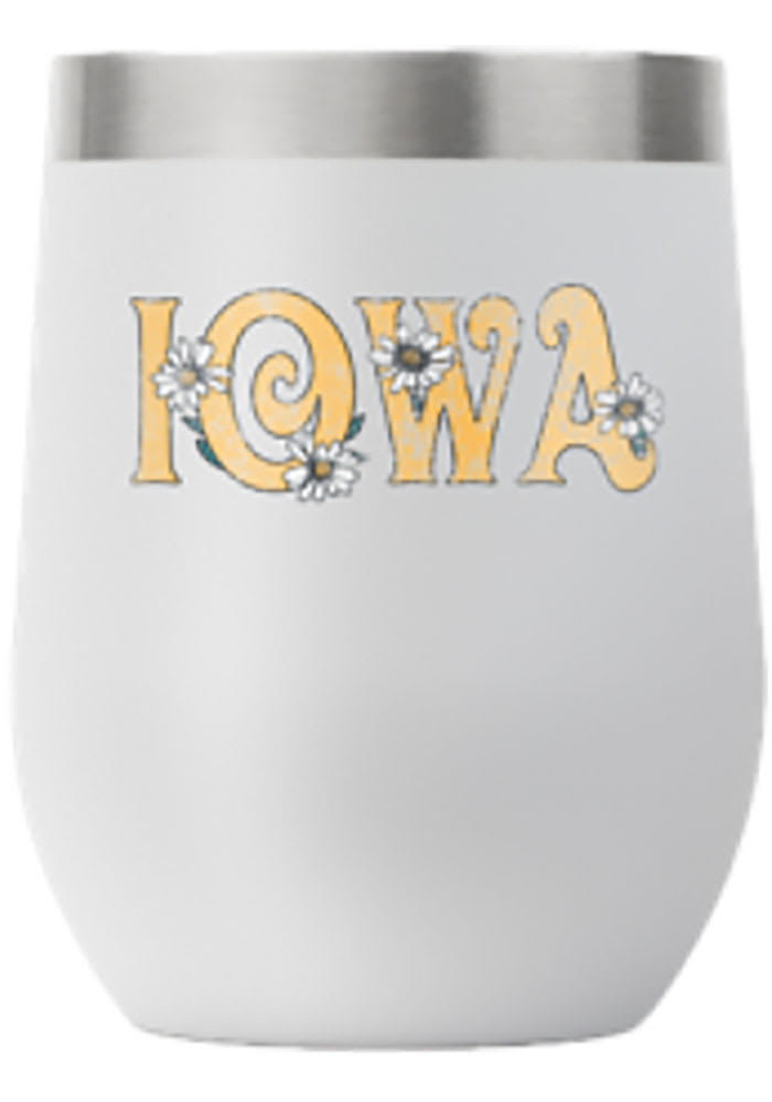 Iowa 12 oz Floral Stainless Steel Tumbler - White