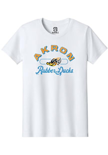 Summit Sportswear Akron RubberDucks Youth White Vintage Arch Script Short Sleeve T-Shirt