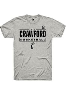 Joya Crawford Cincinnati Bearcats Ash NIL Stacked Box Short Sleeve Player T Shirt