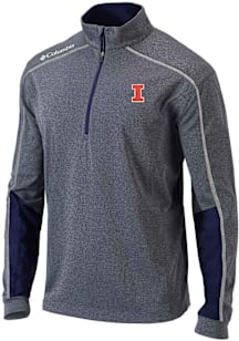 Columbia Illinois Fighting Illini Mens Navy Blue Heat Seal Omni Wick Shotgun 2.0 Long Sleeve Qtr Z..