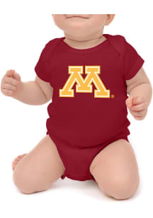 Baby Maroon Minnesota Golden Gophers Primary Logo Short Sleeve One Piece