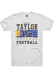 Emmanuel Taylor Pitt Panthers White Football NIL Striped Short Sleeve Player T Shirt