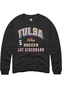 Luc Achermann Rally Mens Black Tulsa Golden Hurricane NIL Arch Logo Player Crew