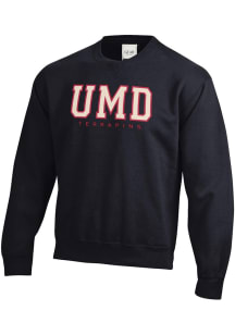 Mens Black Maryland Terrapins Big Cotton Crew Sweatshirt